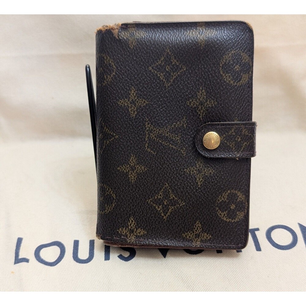 Louis Vuitton Monogram Kiss-Lock Bifold Wallet Vintage Made in USA S01901